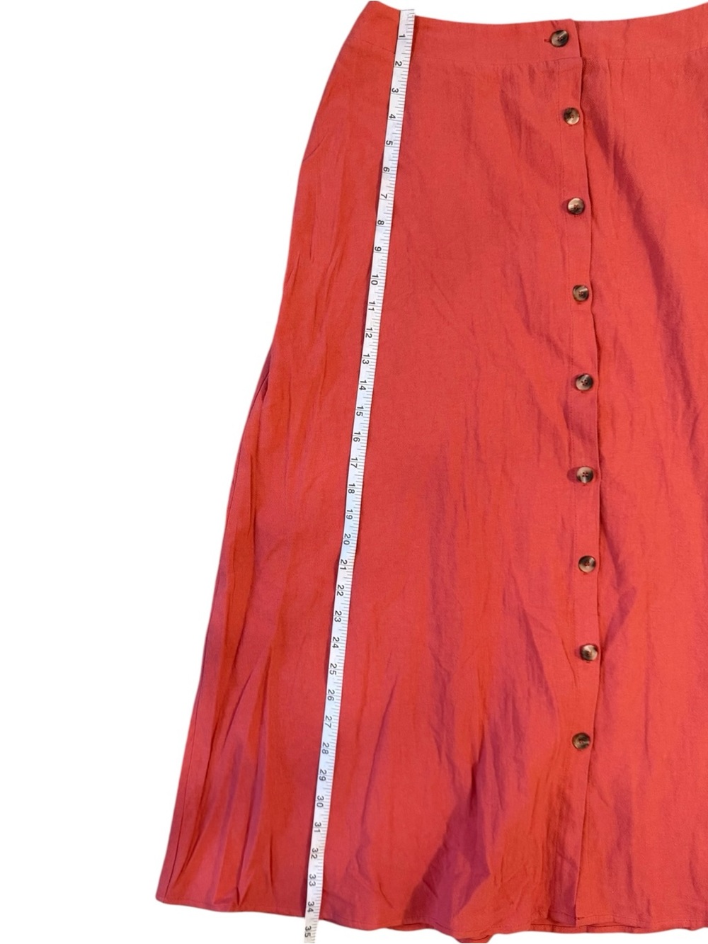 SHEIN Coral 100% Cotton Button-Front Midi Skirt - Picture 5 of 5